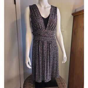 Studio 1940 Black Polka Dot Fit & Flare Midi Dress Size 8 Modest Church Career